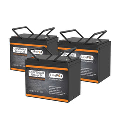 3Pack 12V 100Ah Group 24 LiFePO4 Battery, 100A BMS Deep Cycles Lithium Batteries 3840Wh for RV, Trolling Motor, Solar Off Grid, Camping, Marine
