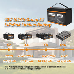 DJDCPOWER 12V 100Ah LiFePO4 Battery Built-in 100A BMS, 4000+ Deep Cycle Lithium Battery 1280Wh Energy for RV, Solar Off-Grid, Comping, Trolling Motor