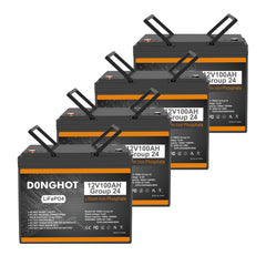 D0NGHOT 48V Golf Cart Battery,4 Pack 12V 100Ah Lithium Ion Deep Cycle Group 24 Battery with 100A BMS