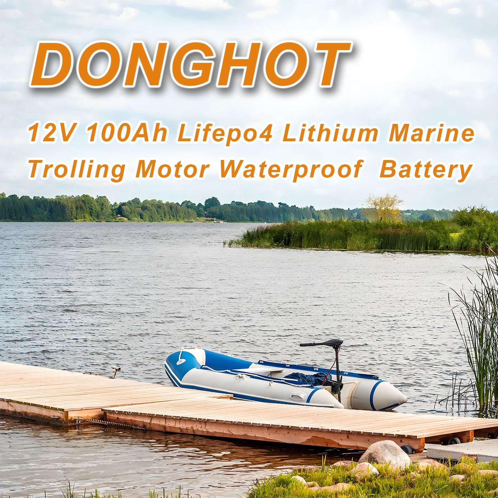 D0NGHOT 12V 100Ah Group 31 RV Battery Deep Cycle Marine Battery with 12V 20A Lithium Battery Charger