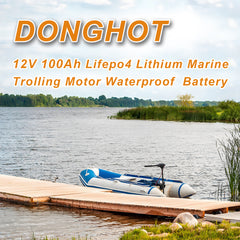 D0NGHOT 12V 100Ah LiFePO4 Lithium Group 24 Battery,12 Volts Lithium Battery for Trolling,Marine,RV