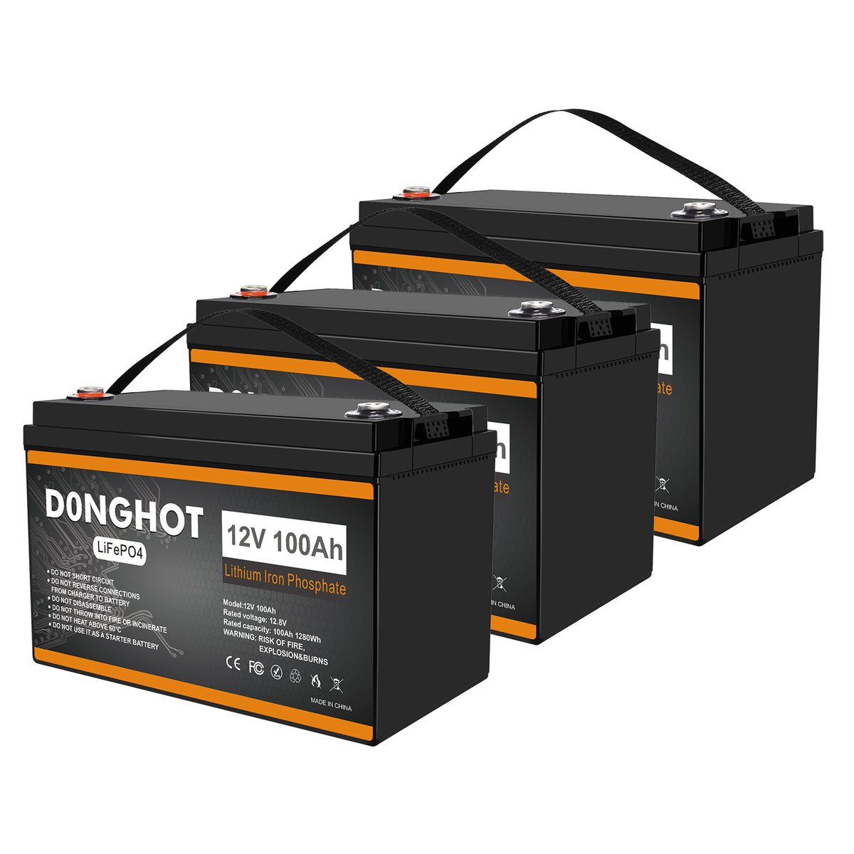 D0NGHOT 36V Lithium Golf Cart Battery 3 Pack 12V 100Ah Lifepo4 Lithium Ion Battery for Golf Cart,RV