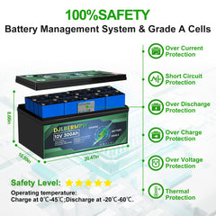 DJLBERMPW LiFePO4 Battery 12V 300Ah Lithium Boat Marine Battery With 200A BMS