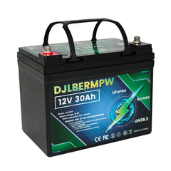 DJLBERMPW 12V 30Ah LiFePO4 Deep Cycle Lithium Marine Battery For RV Boat