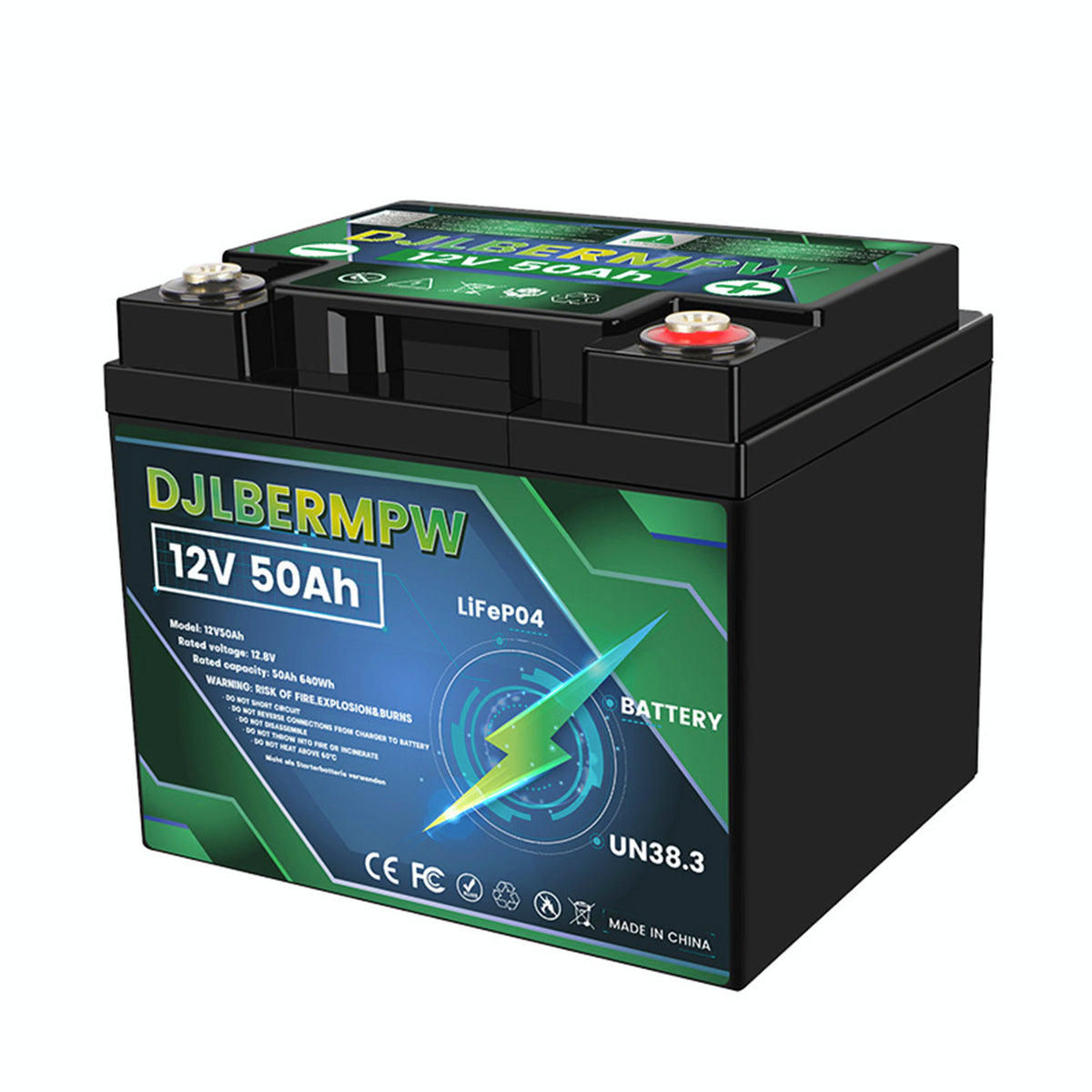 DJLBERMPW 12V 50Ah LiFePO4 Deep Cycles Lithium Battery For Boat Kayak RV Camping