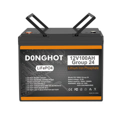 D0NGHOT 12V 100Ah LiFePO4 Lithium Group 24 Battery,12 Volts Lithium Battery for Trolling,Marine,RV