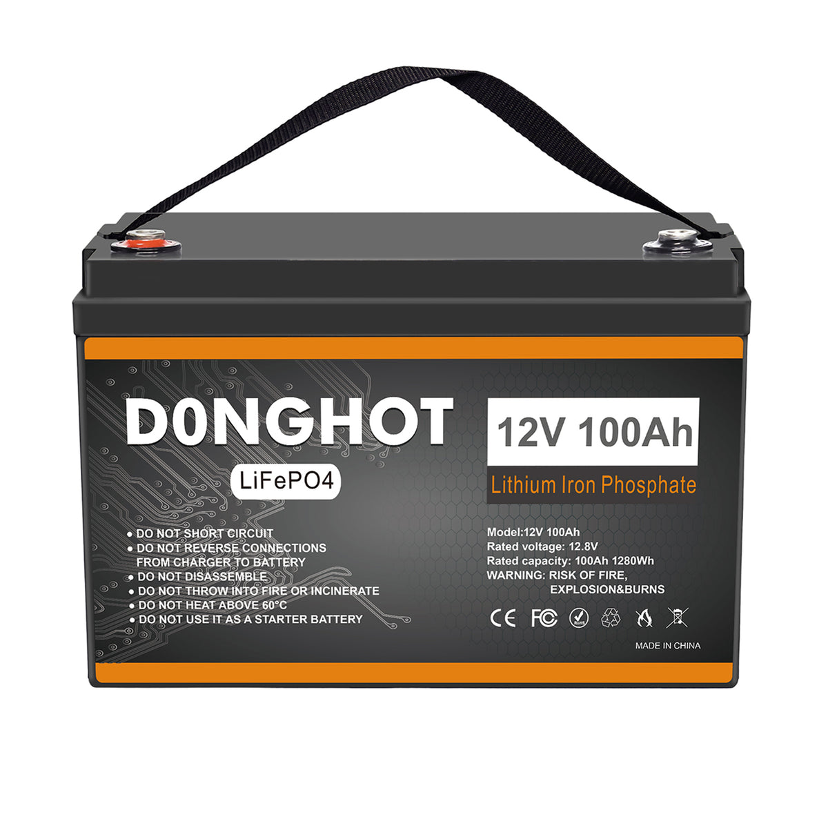 D0NGHOT 100Ah LiFePO4 Lithium Ion Battery for Trolling Motor,12 Volts Deep Cycle Marine Battery for Boat Marine Fish Finder RV