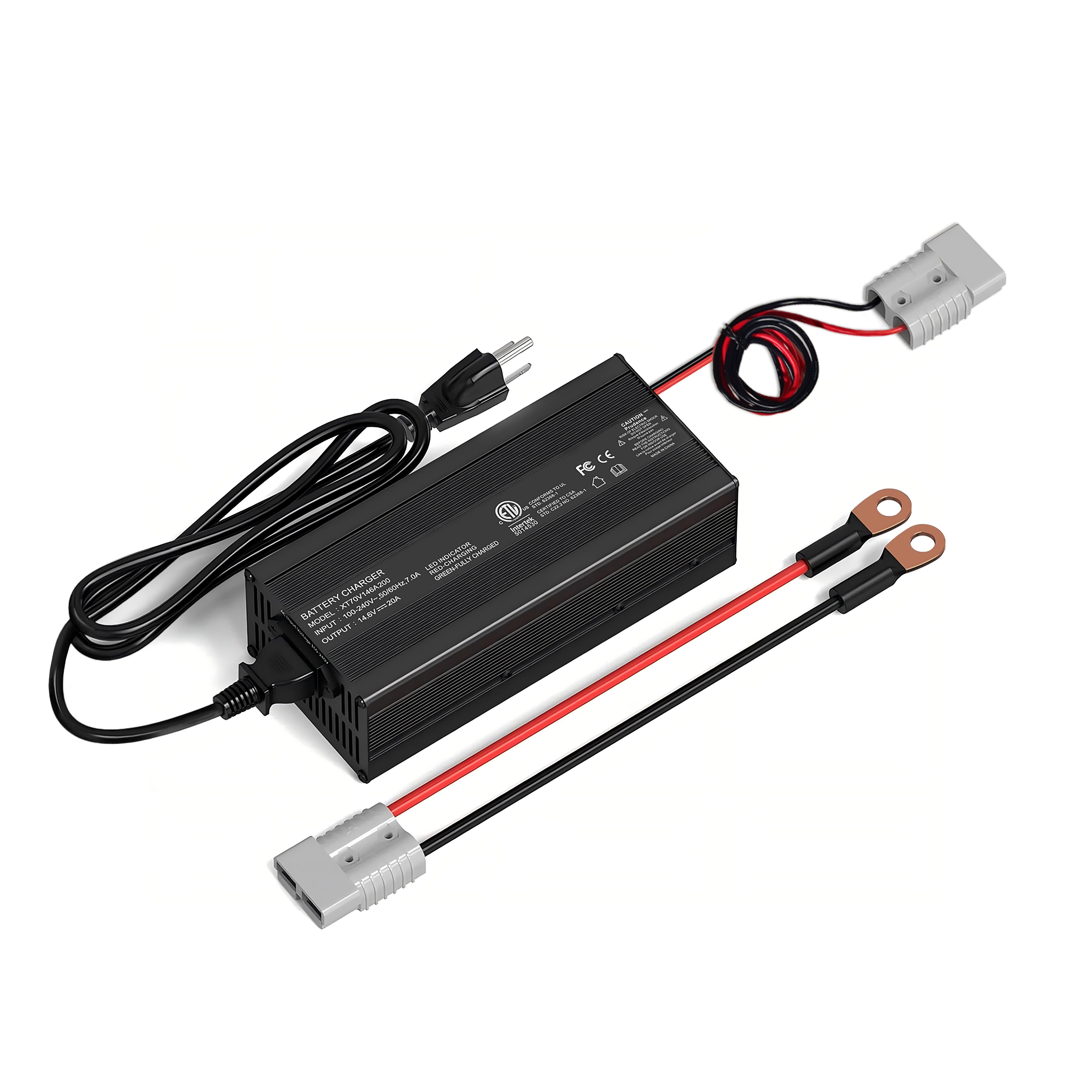 12V 20A Lithium Battery Charger,14.6V LiFePO4 AC-DC Battery Charger fo ...