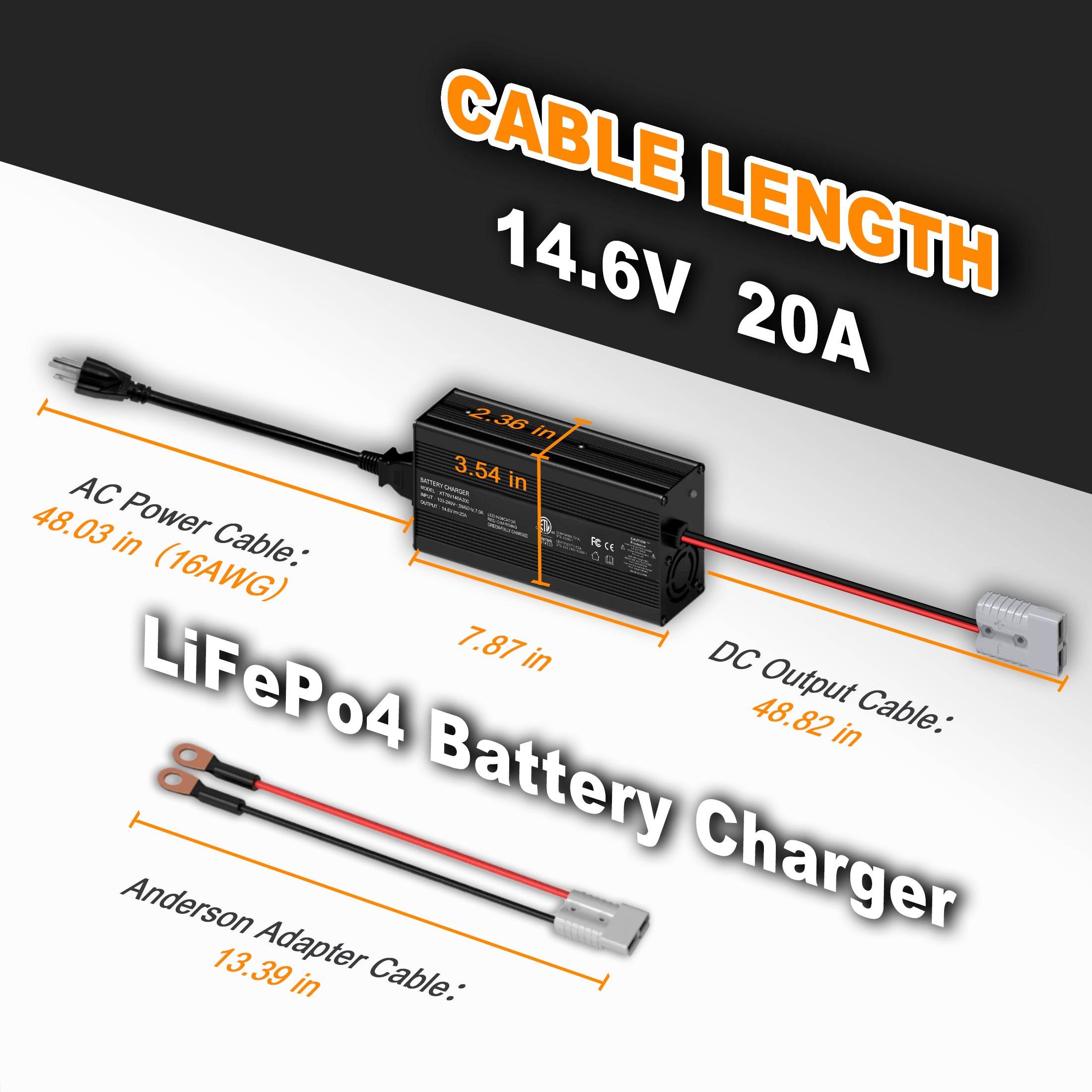 D0NGHOT 12V 20A Lithium Battery Charger,14.6V LiFePO4 AC-DC Battery Charger for Lithium LiFePO4 Deep Cycle Batteries