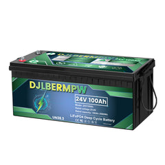 DJLBERMPW 24V Lithium Battery LiFePO4 100Ah Deep Cycle For RV Solar Off-grid