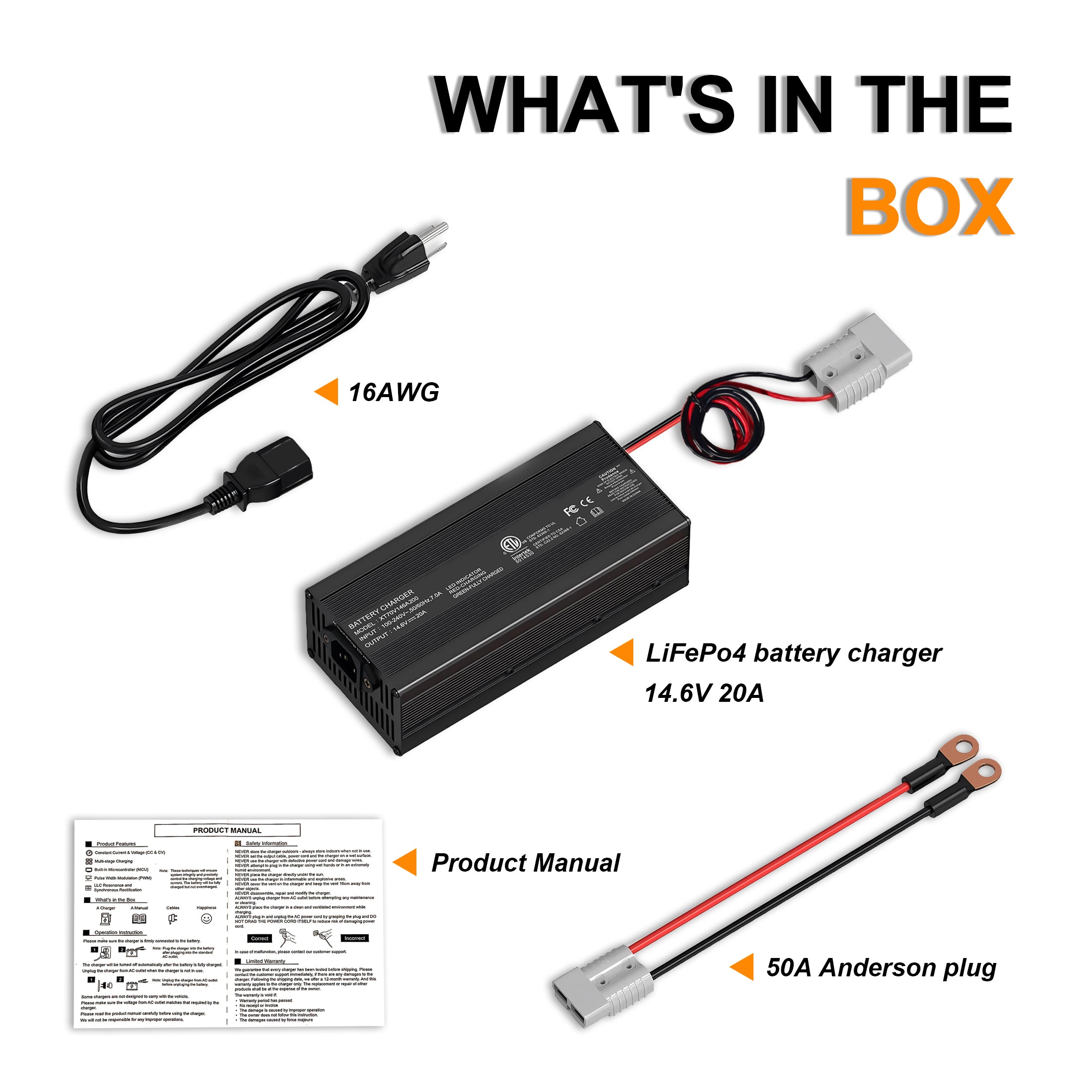 D0NGHOT 12V 20A Lithium Battery Charger,14.6V LiFePO4 AC-DC Battery Charger for Lithium LiFePO4 Deep Cycle Batteries