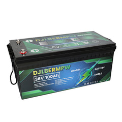 DJLBERMPW 36V LiFePO4 Lithium Battery 100Ah Deep Cycle Golf Cart Battery